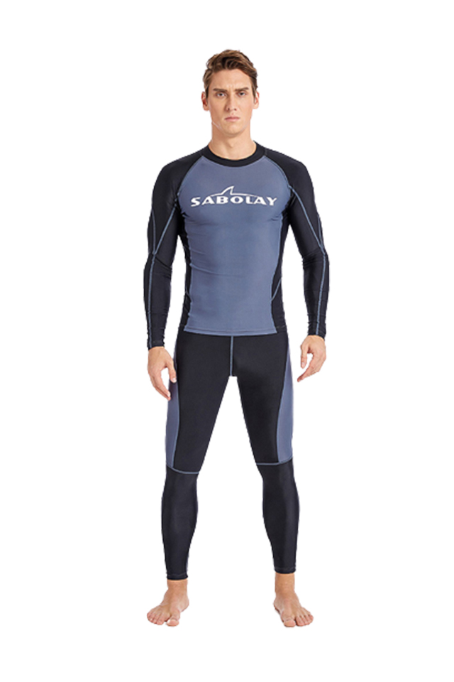 Sabolay Men\'s Long Sleeve Plus Size Quick Dry Sun Protection Rash Guard Top & Pants 