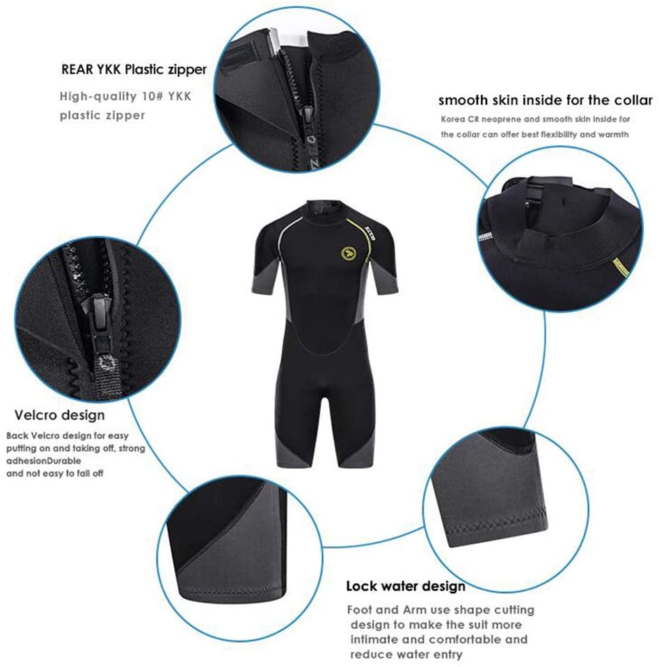 ZCCO Mens 3MM Plus Size Shorty Neoprene Wetsuit