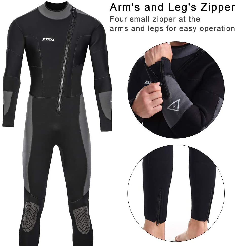 ZCCO Adults 5MM Neoprene Front Zip Plus Size Full Diving Wetsuit