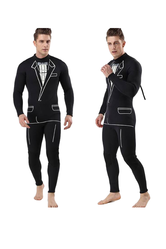 MYLEDI Men\'s Suit Pattern Tuxedo Back Zip Wetsuit