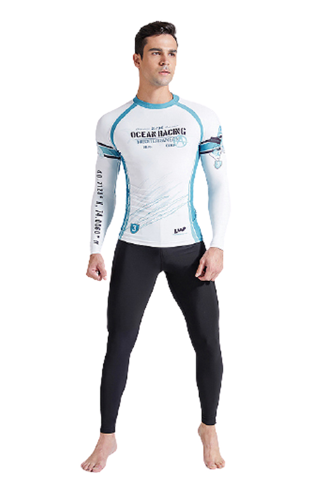 SABOLAY Men\'s Plus Size Long Sleeve Shirt Pants Surfing Rash Guard Set