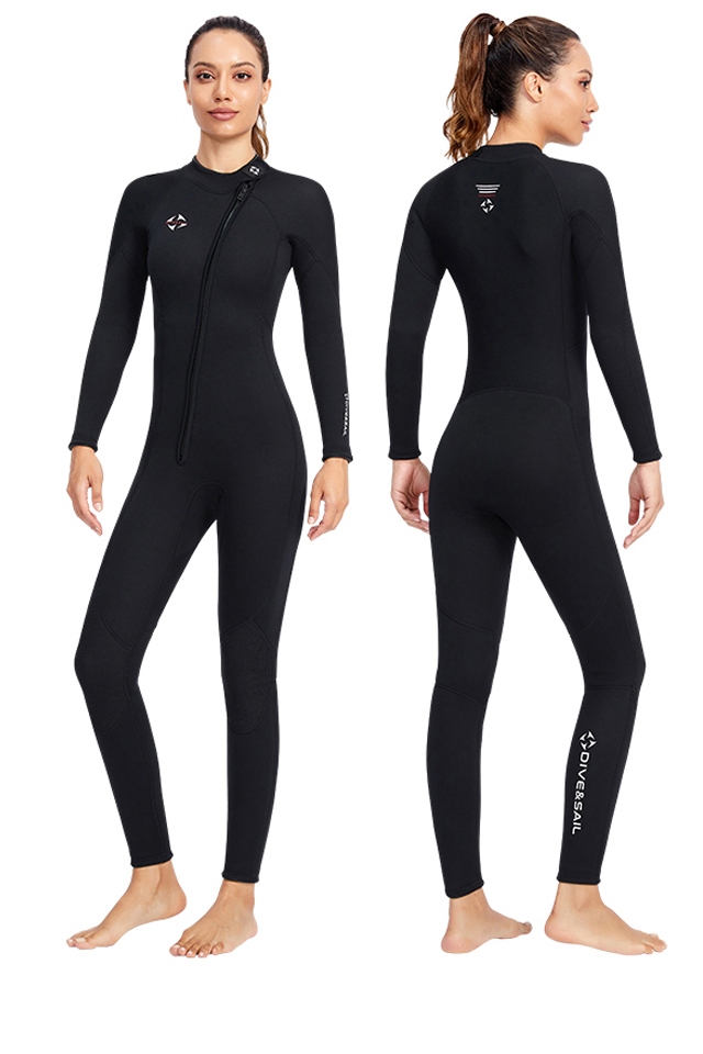 3mm Neoprene Women Wetsuit Front Zipper For Scuba Diving Swimming Black 