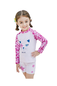 SABOLAY Girls Quick Dry Sun Protection UPF50+ Long Sleeve Swimming Rash Guards Set