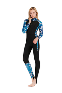 Sbart Women's Full Body Sun Protection Front Zip Camo Hooded Dive Suit