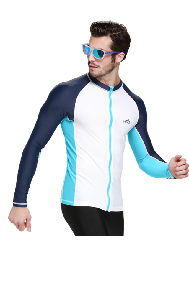 Sbart Couples' Front Zip Quick Dry Long Sleeve Sun Protection Rash Guard