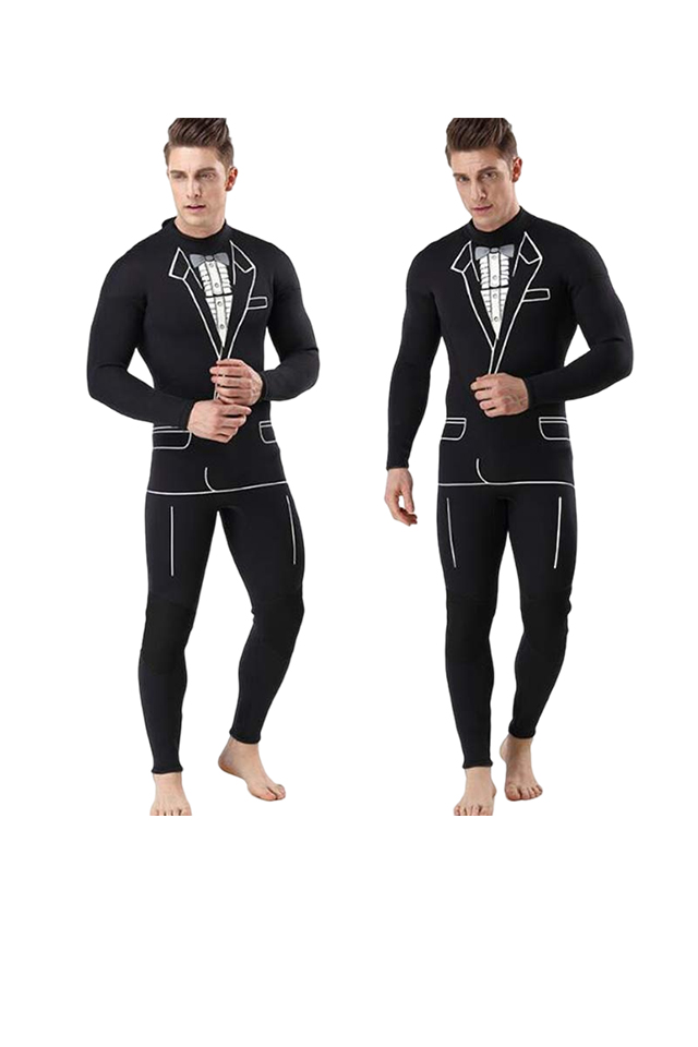 MYLEDI Men's Suit Pattern Tuxedo Back Zip Wetsuit