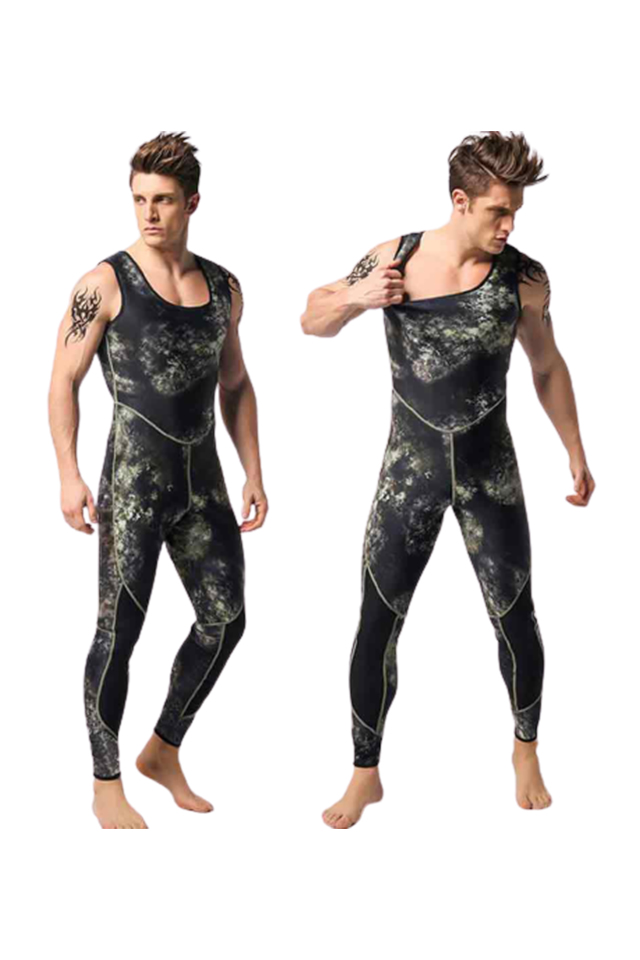 Mens Camouflage 3mm Neoprene Two-piece Diving Wetsuits Spearfishing Suits 