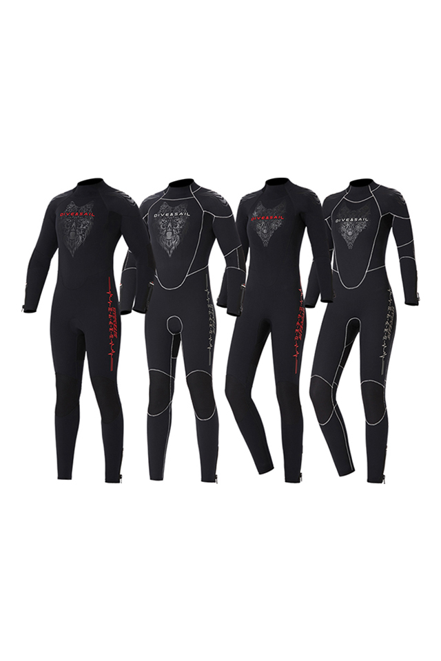 DIVE & SAIL Couple\'s 3MM Back Zip Long Sleeve Warm Wetsuit 