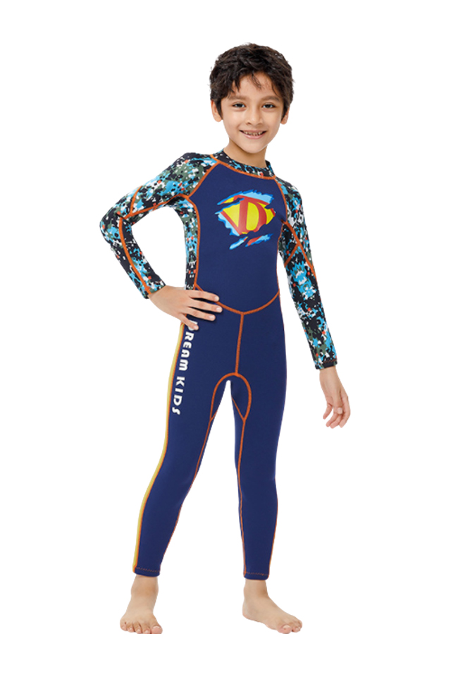 DIVE&SAIL Boys\' 2mm Neoprene Long Sleeve Back Zip Wetsuit