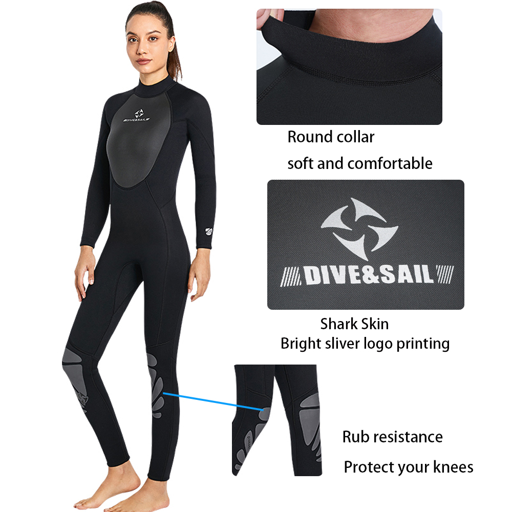 DIVE & SAIL Adults 3mm Neoprene Shark Skin Plus Size One Piece Diving Wetsuit