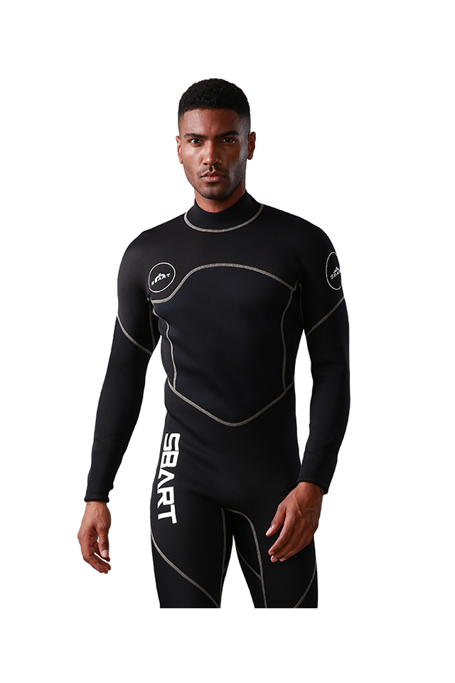 Sbart Males 3MM Neoprene Long Sleeve Back Zip Snorkeling Printed Wetsuit
