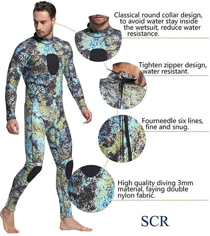 MYLEDI Men\'s 3mm Colorful Camo Wetsuit Spearfishing Suit