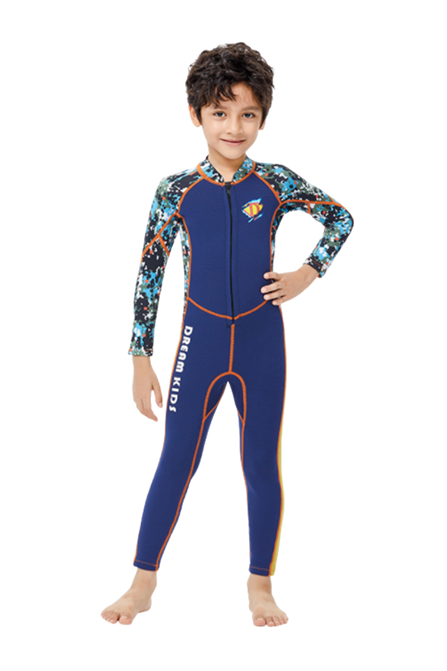 DIVE&SAIL Boys\' 2mm Neoprene Long Sleeve Front Zip Wetsuit