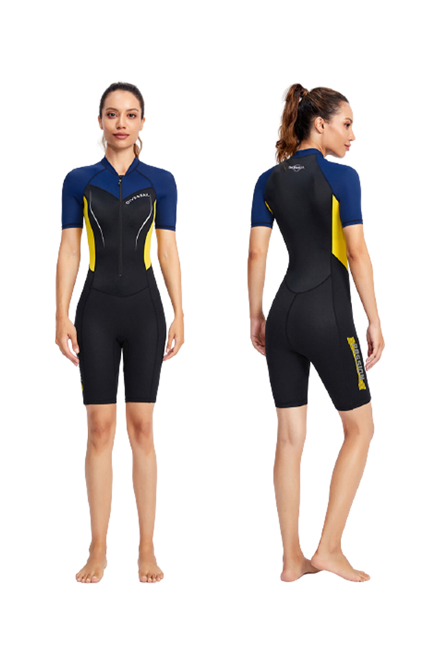 Dive & Sail Couples' 1.5mm Neoprene Front Zip Short Sleeve Warm Wetsuit for Snorkeling Surfing