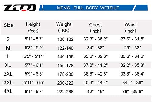 ZCCO Men 3MM Plus Size Full Neoprene Wetsuit