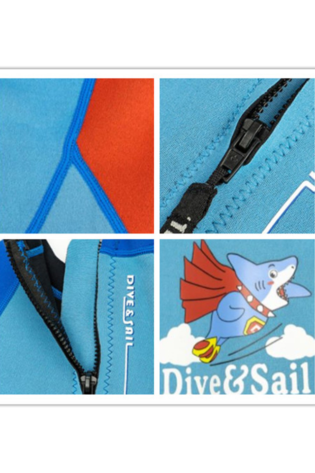 DIVE&SAIL Boys' 2.5mm Neoprene Shark Printed Shorty Back Zip Wetsuit