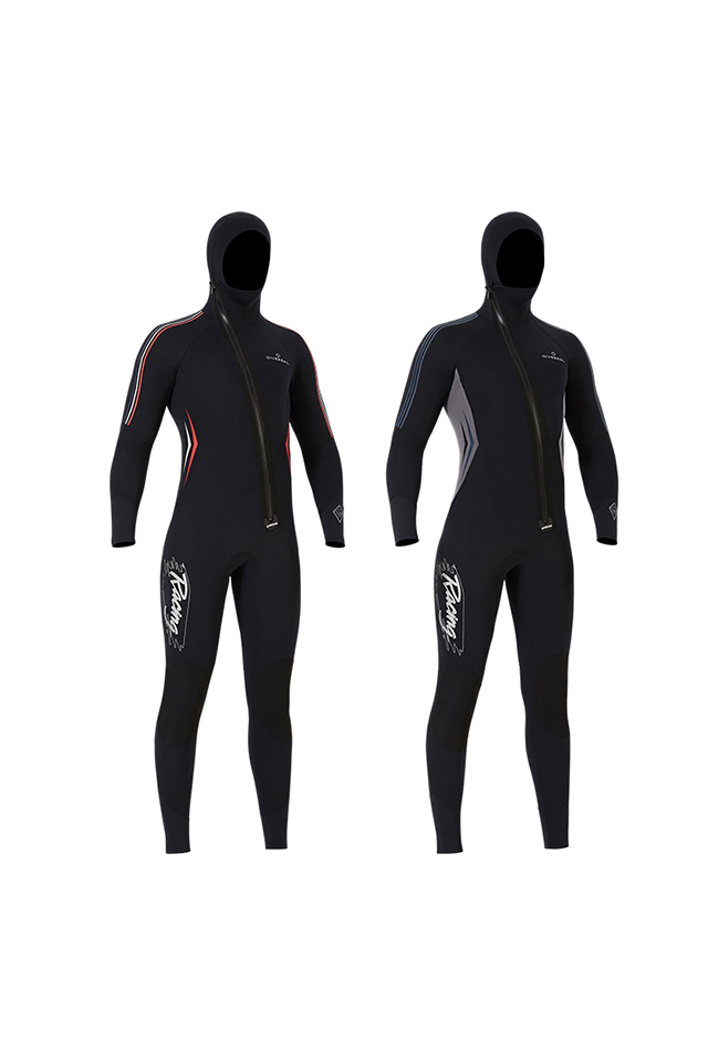 DIVE & SAIL Men\'s Front Zip Full Body Long Sleeve Warm Hooded Wetsuit
