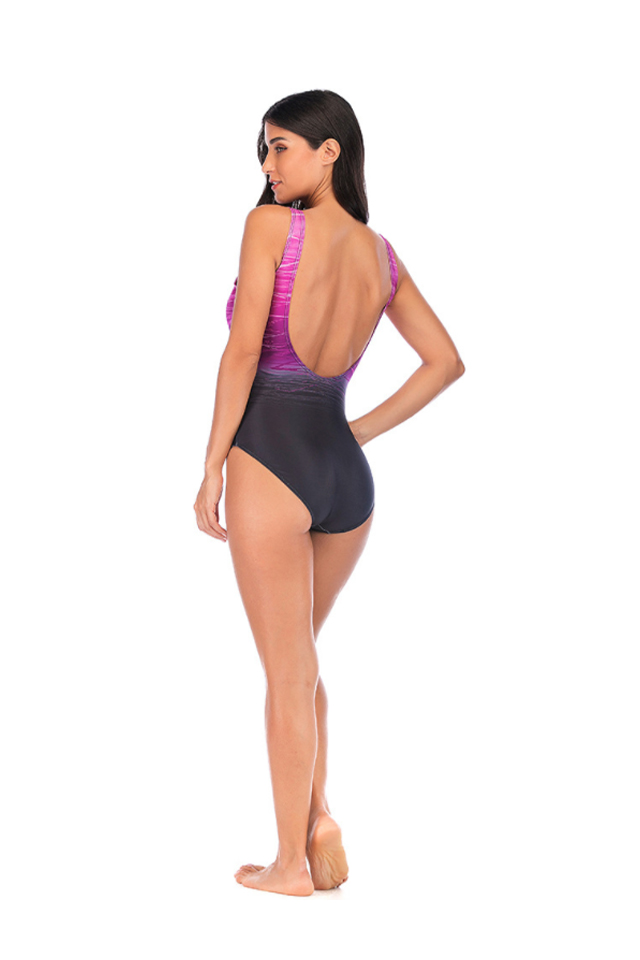 XC Women's Colorful Backless Sun Protection One Piece Swimsuit