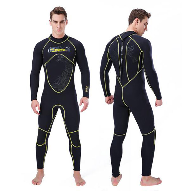 SLINX Men\'s 3mm 1 Piece Back Zip Thermal Plus Size Free Diving Wetsuit