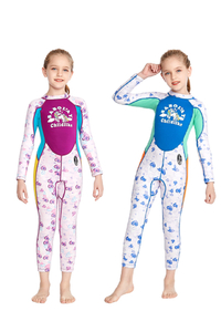 SABOLAY Girls 2mm Full Length Long Sleeve One-Piece Colorful Printing Wetsuit for Snorkeling